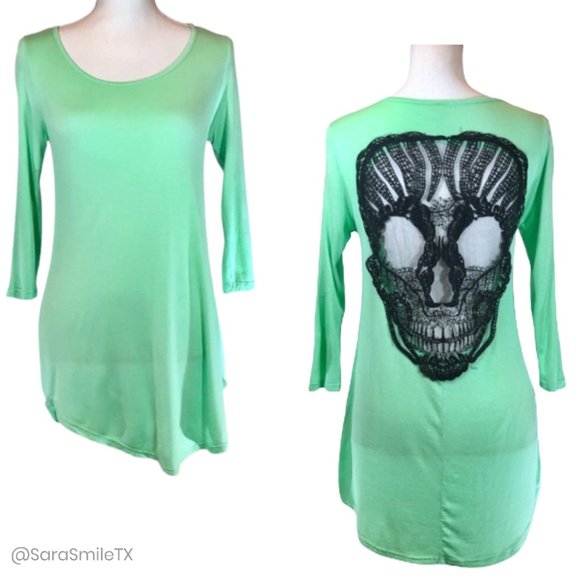 Modern Vintage Tops - MODERN VINTAGE BOUTIQUE Boho Lace Skull Top small